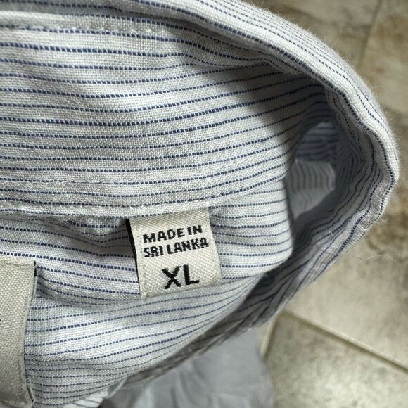 Murano Baird McNutt Linen Button Down Shirt Mens XL Non Iron Blue Long Sleeve - Picture 9 of 11
